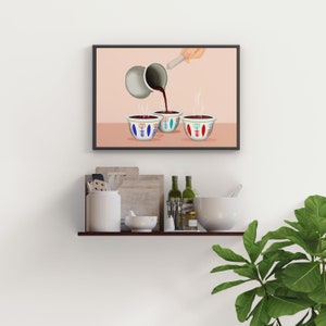 Lebanese Coffee Rituals Art Print - Coffee Art - Lebanese Coffee Poster - Turkish Coffee Art Gift - Kitchen Art Print