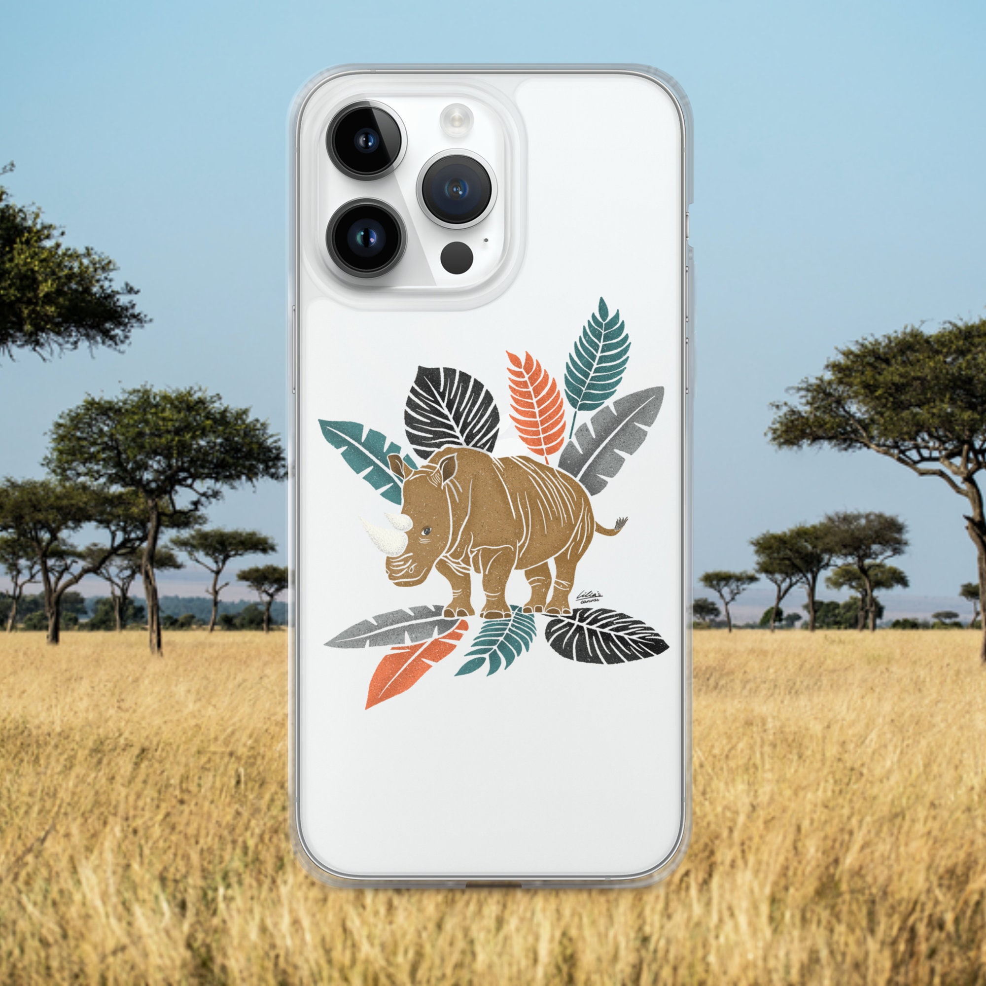 Rhino Radiance Clear iPhone Cover - Rhino Art iPhone Case - Clear iPhone Case - Clear Phone Case - Rhino Phone Cover - Animal Phone Case