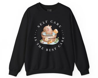 Capybara Sweatshirt: Lustige Self Care Grafik, gemütliches Unisex-Kleid