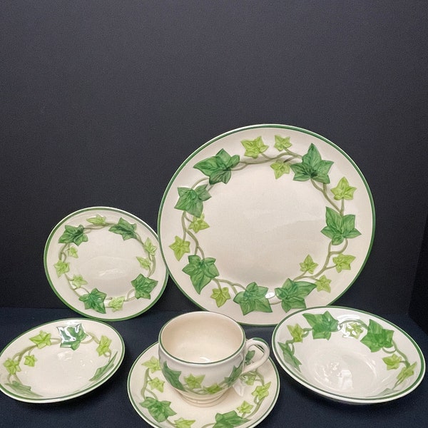 Vintage Franciscan Ivy (American) Dinnerware Footed Cup Saucer Bowl Fruit and Dessert Small and Dinner Plate