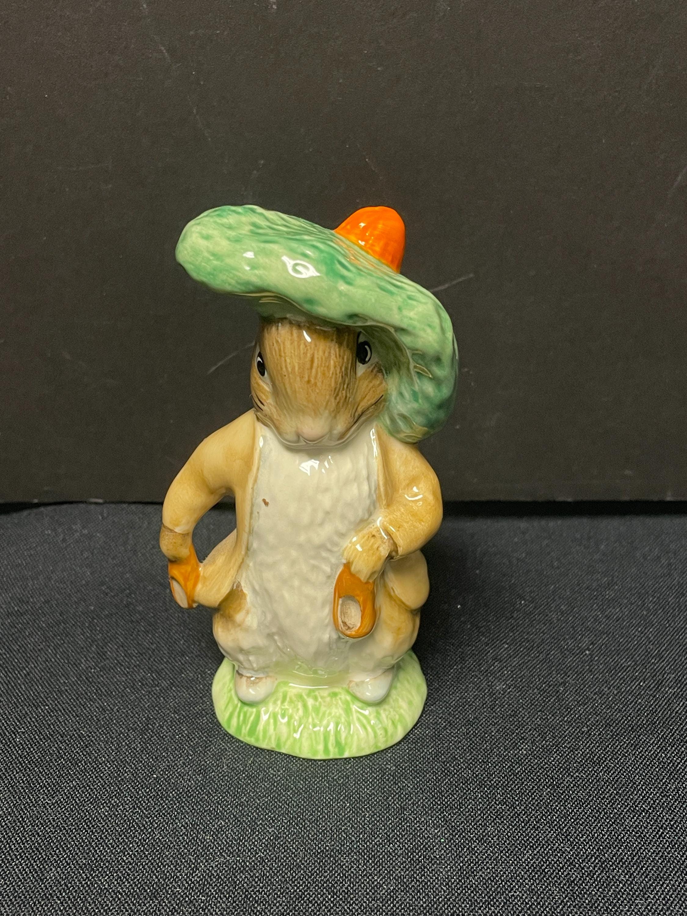 Vintage Royal Albert Benjamin Bunny Beatrix Potter Green Hat Golf Rabbit Animal Figurine