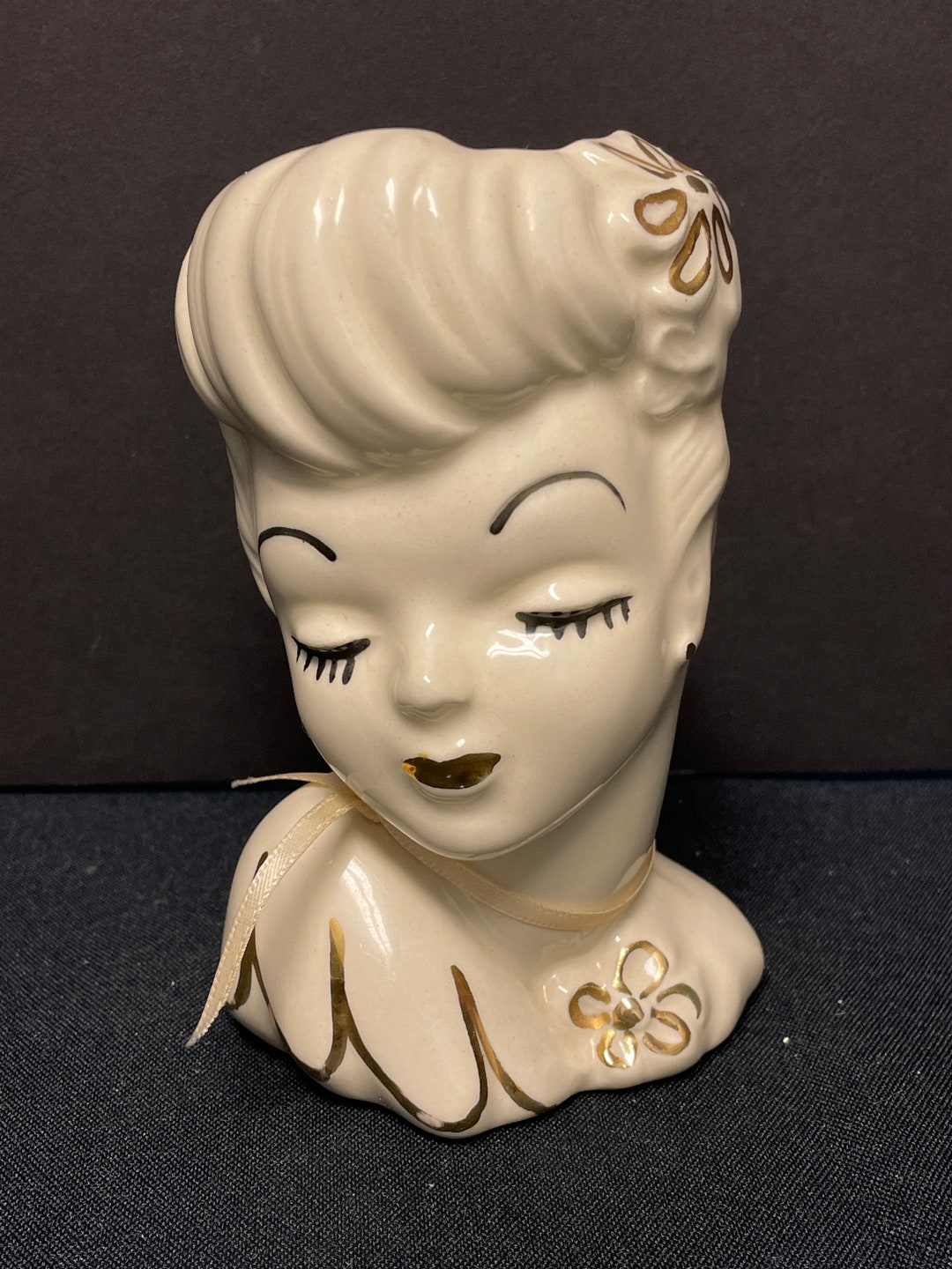 Vintage glamour Girls Lady Vase With Gold Etsy