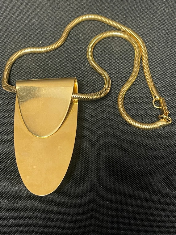 Mid-Century Modern Gold Geometric Pendant Necklac… - image 3