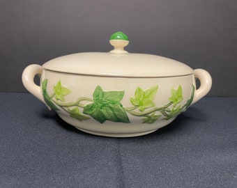 Franciscan Ivy American Casserole Dish White Ivory Green Leaf Bohemian 1.5 Nature With Lid  Serving Tray Bowl
