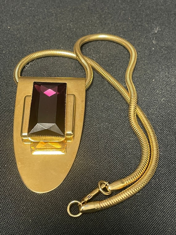 Mid-Century Modern Gold Geometric Pendant Necklac… - image 1
