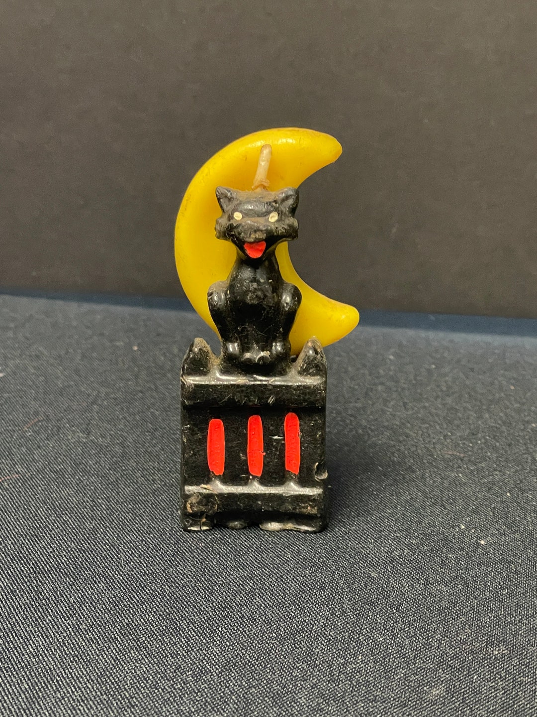 Vintage Gurley Halloween Wax Candle With Black Cat and Yellow Etsy