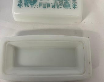 vintage Pyrex Butter Print Butter Dish