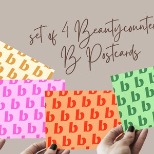 Set van 4 Beautycounter-ansichtkaarten | Schone producten | Bedankkaarten | Voorbeeldkaarten | Seizoensgebonden | Fijne post