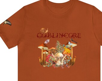 Goblincore shirt goblincore t-shirt with butterfly on the sleeve mushroom frog moth t-shirt goblin core cotttage core shirt  custom designed