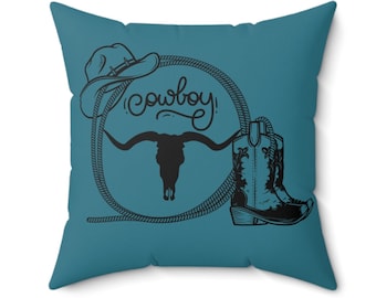 Cowboy western pillow gift , home décor western cowboy  throw pillow zippered removable cover blue western cowboy  home décor throw pillow
