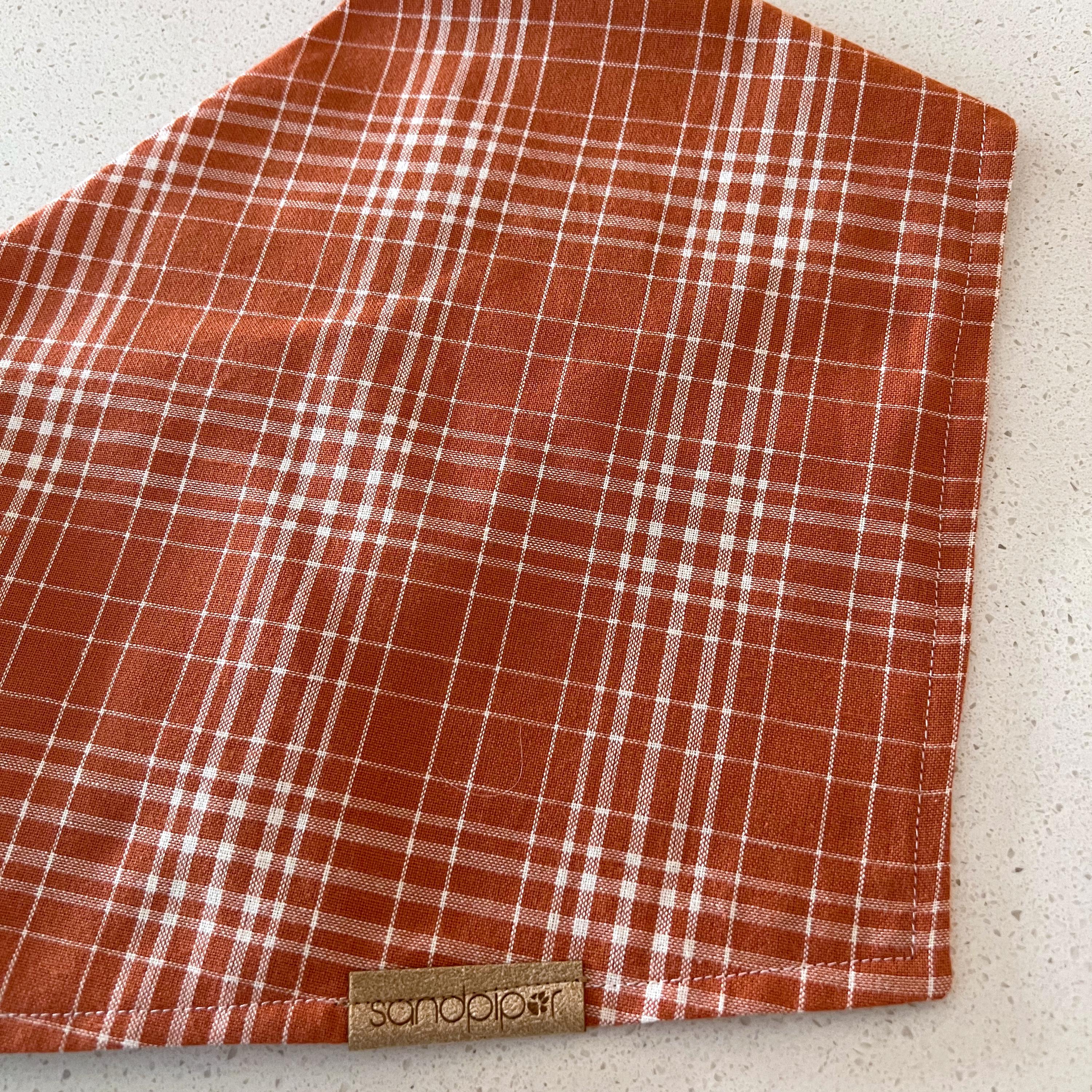 CozyHaus Herbst-Hundehalstuch – Orangefarbenes Karomuster, Wendbar, Für Mittelgroße Bis Große Hunde (2 Stück)