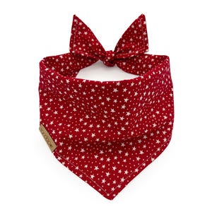 Red & White Star 4th of July Dog Bandana, Patriotic Dog Bandana, Personalized Dog Bandanas, Independence Day Dog Bandana, Stars Dog Bandana