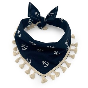 Anchor with tassels Dog Bandana, Summer Pet Bandana, Ocean Dog Bandana, Customizable Bandana, Modern Design Dog Bandana, Sailor Dog Bandana