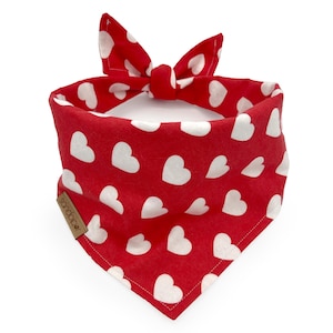 Valentine&#39;s Dog Bandana, Hearts Dog Bandana, White Hearts Pet Bandana, Valentines Dog Bandana, Modern Valentines Dog Bandana