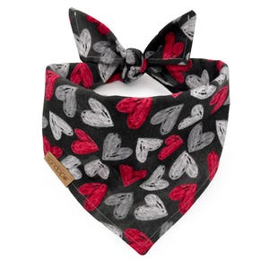 Painted Hearts Dog Bandana, Hearts Dog Bandana, Black Valentines Dog Bandana, Valentines Dog Bandana, Modern Valentines Dog Bandana