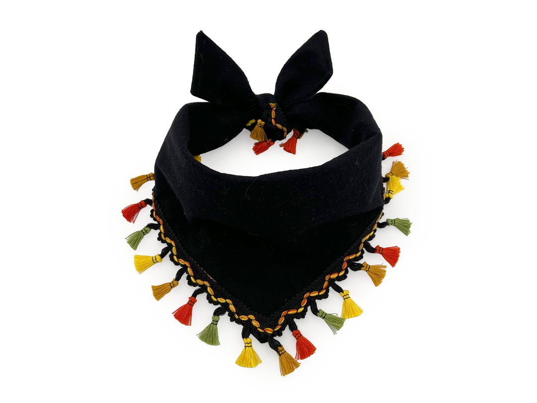 Bandana Raggae Design Reggae Pet Bandana, Black Bandana With Reggae Trim, Modern Reggae Dog ...