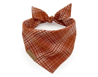 Biologische oranje herfst hondenbandana, geborduurde hondenbandana, Thanksgiving hondenbandana, oranje geruite bandana, herfstbandana, verbrande oranje bandana