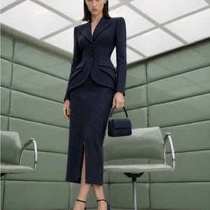 レディース スーツ 17号 フォーマル 1920年代の女性用黒のフォーマル3ピーススーツ - ヴィンテージの古い