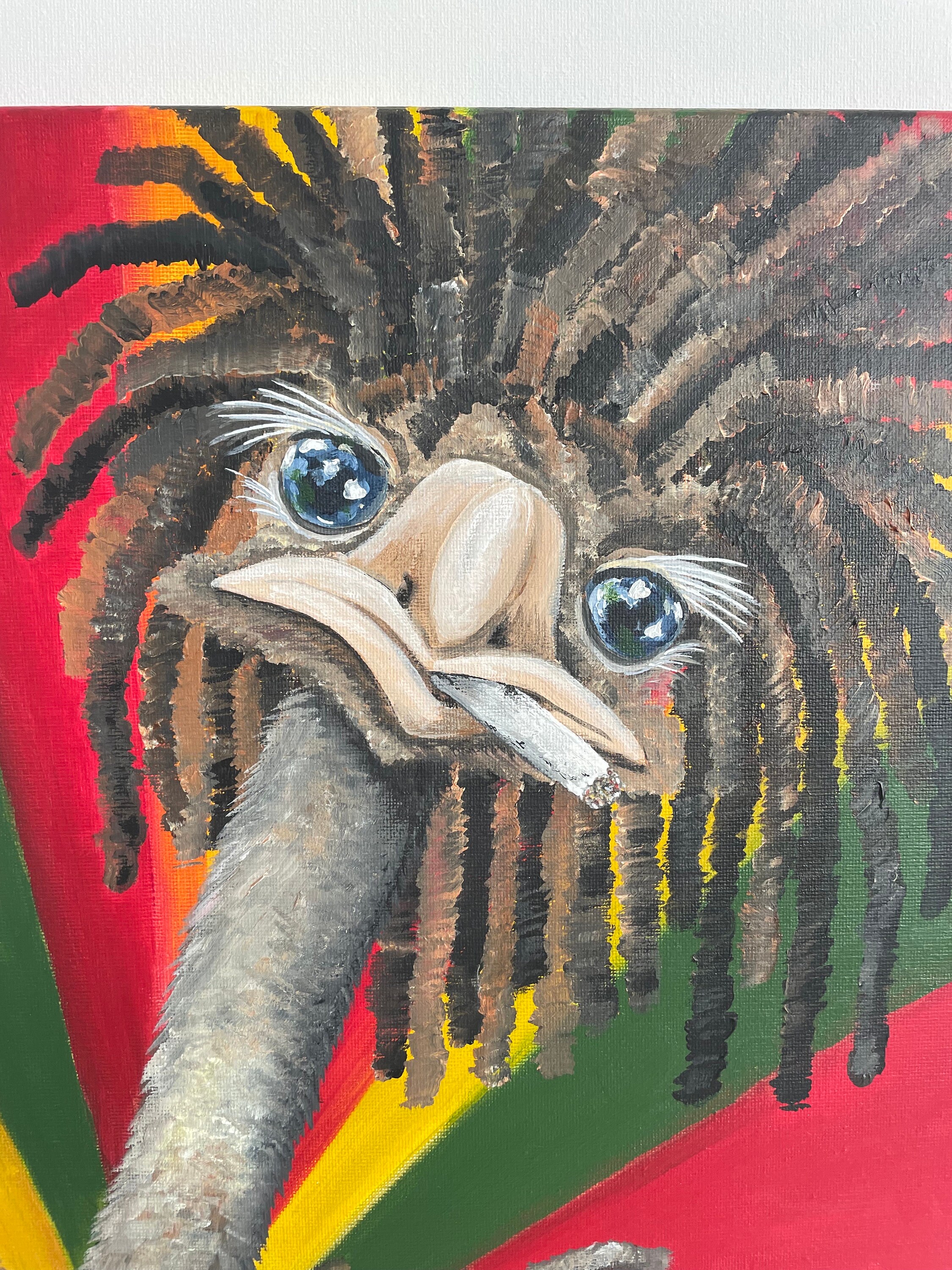 Rastafarian Emu With Dreadlocks. Hand-painted Acrylic on Canvas - Etsy