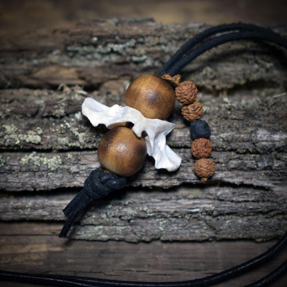 Special Collection - Shamanic Amulet with Vertebrae, Bodhi Beads & Wood – Your Natural Power Pendant - Item No.: AMU022