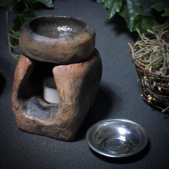 Versatile 4-in-1 Incense Burner – Handcrafted Smoke Burning Art - Fragrance Lamp/Tealight Holder/Incense Bowl/Warmer - Item No.: RÄG051