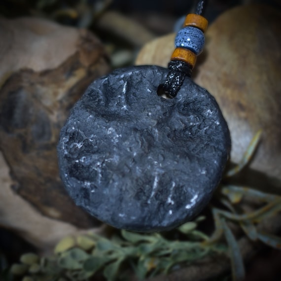 Handmade amulet - Nordic sun wheel - Traditional clay talisman for luck & prosperity - with leather or cotton strap