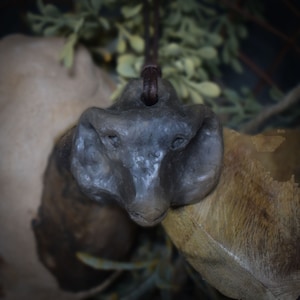 Handmade talisman amulet - power animal Aries - traditionally fired clay - unique smoke-fired art for spiritual companions