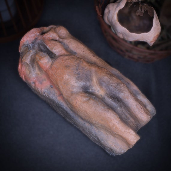 Celtic tree goddess Arduinna, handmade statue made of clay and smoke-fired