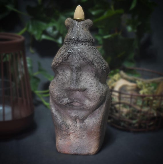 Homage to Baubo - Handcrafted backflow incense cone holder made from traditional clay - powerful reminder of femininity