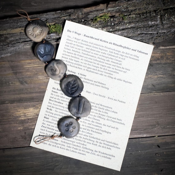 Path of Healing – Smoke Burn Necklace with 6 Stones for Balance and Life Flow - Item No.: WKR004