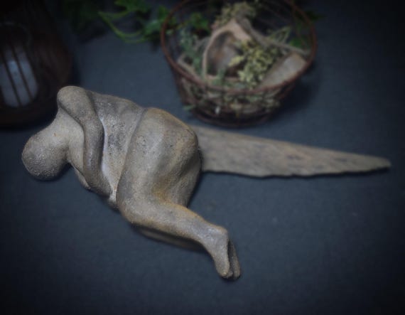 Fallen Angel with Wings Made of Wood - Unique Smoke Burning Art - Rustic Decoration