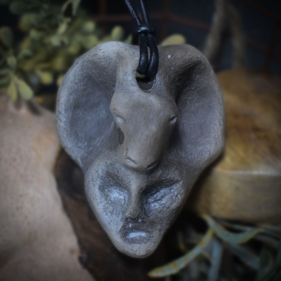 Handmade talisman amulet - power animal Aries - traditionally fired clay - unique smoke-fired art for spiritual companions