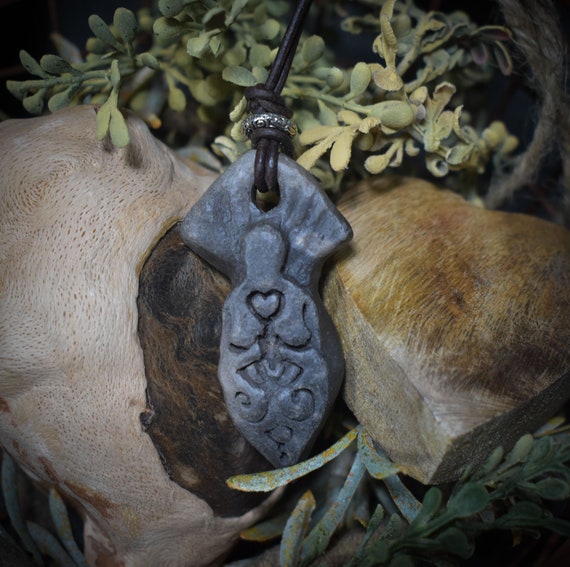 Unique Smoke Burn Amulet Talisman - Goddess of Dreams with a Leather or Cotton Cord