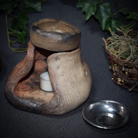 Versatile 4-in-1 incense burner – traditionally fired clay – fragrance lamp/warmer/incense bowl/tealight holder – Item No.: RÄG52