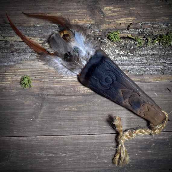 Incense Fan -Shamanic Connection- – Handmade from clay & natural feathers - Ritual tool - Item No.: RÄF015