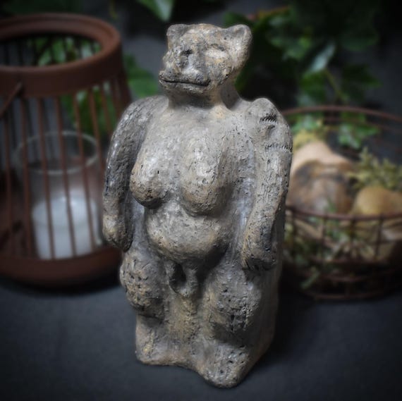 Handmade lion man clay sculpture - inspired by a find on the Swabian Alb - traditional smoke-fired art