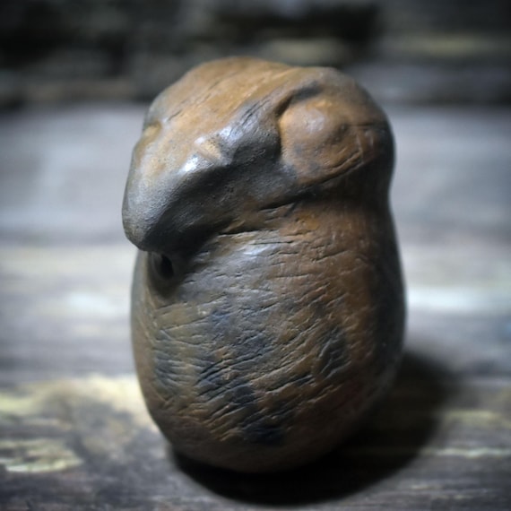 Shamanic rattle - Archaic clay sound object - in the shape of an eagle for rituals and ceremonies - Item No.: SRA053