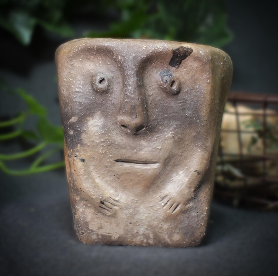 Rustic clay vessel for your incense ritual - Handcrafted smoke burning art - inspired by artifacts