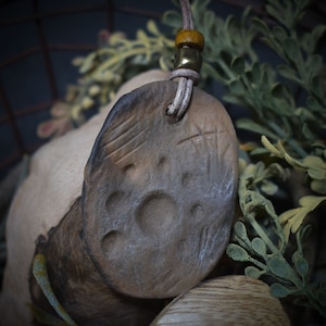 Handmade lucky charm amulet - sun symbol - made of traditionally fired clay - rustic talisman pendant