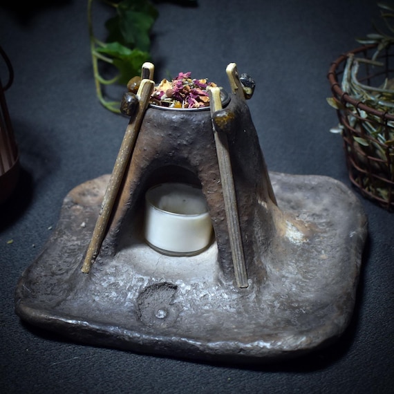 Tipi House Altar – Your gateway between the worlds - Incense burner/Censer/Tealight holder/Offering bowl - Item No.: RÄG042