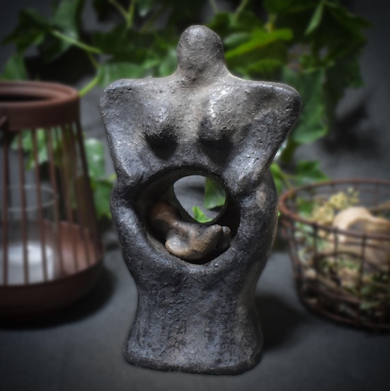 Handmade tealight holder made of traditionally fired clay - Fertility Goddess - Item No.: SKU009