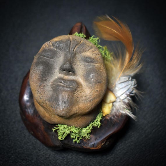 Heart of the Forest – Tree Bead with a Forest Creature – Traditionally Fired Clay – Witch's Egg – Spiritual Altar Decoration – Item No.: SKU137