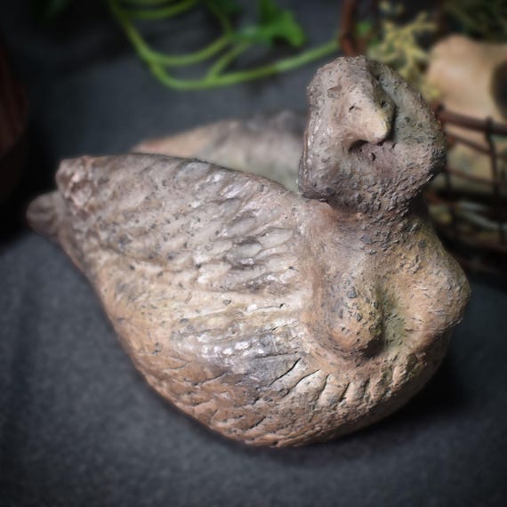 Handmade Siren Sculpture from Smoke Fired Ceramics – Unique Mythological Art