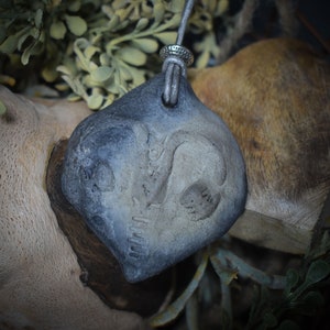 Symbol of femininity - Unique handmade amulet made of clay - with leather or cotton cord