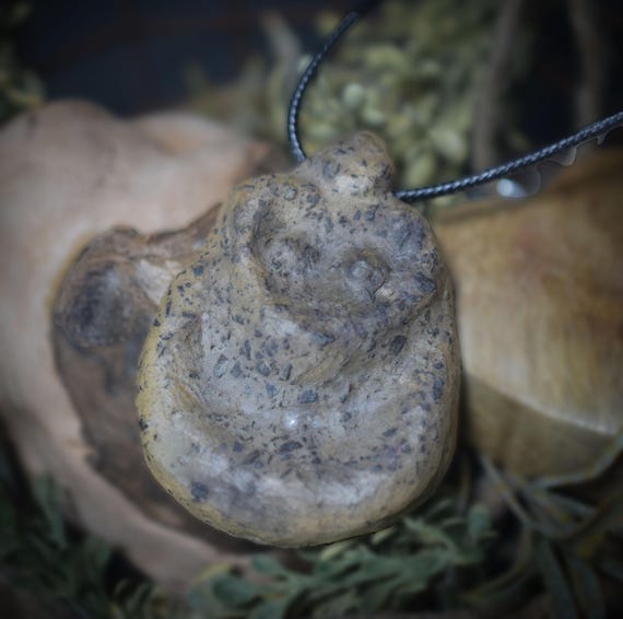Moon Goddess Pendant - with adjustable leather or cotton cord - Handmade amulet made of traditionally fired clay