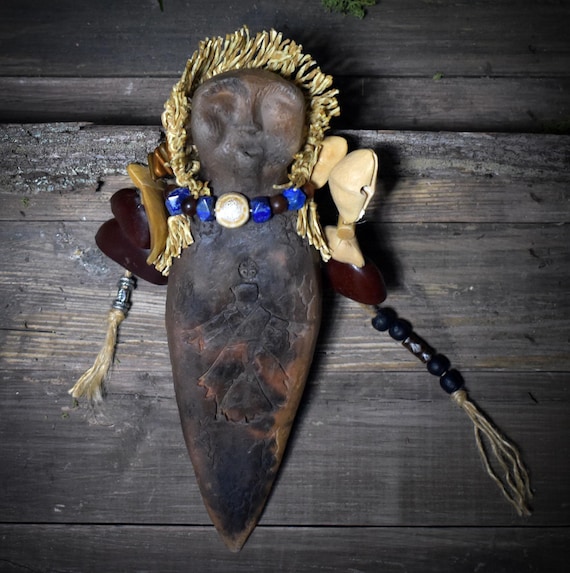 Spirit Doll of Healing – Soul Doll with Protective Poncho, Smoke Burn & Natural Materials - Item No.: SDO010