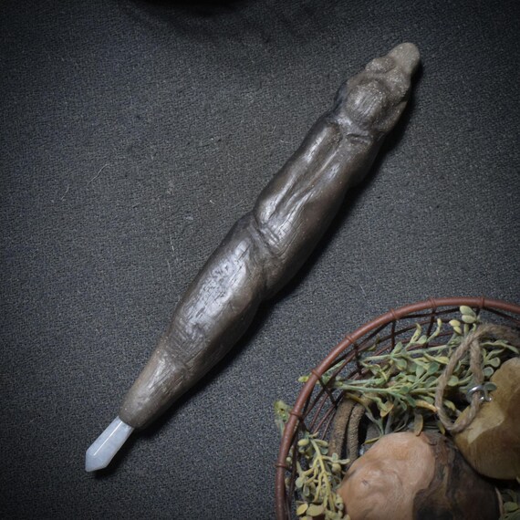 Ritual staff "Goddess" – Your powerful companion made of fire, clay, and rock crystal - Item No.: RST001