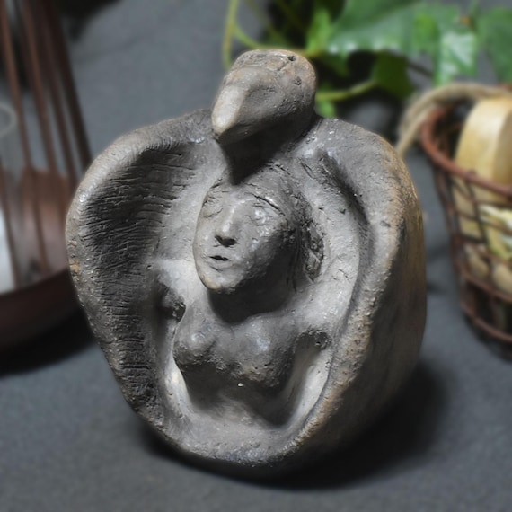 Shaman embraced by the raven" – Sculpted from clay, carried by the primordial fire - Art.No.: SKU065