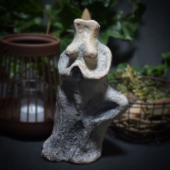Vrikshasana Yoga Tree Pose Backflow Incense Cone Holder – Handmade Clay Sculpture – Finished in Smoke Burning