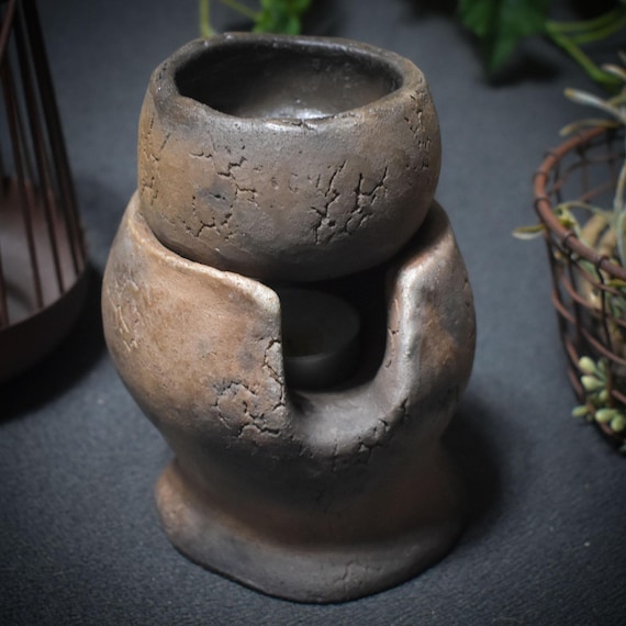 4-in-1 ceramic incense burner/fragrance lamp/incense burner/tealight holder – versatile, natural & handmade - Item No.: RÄG022